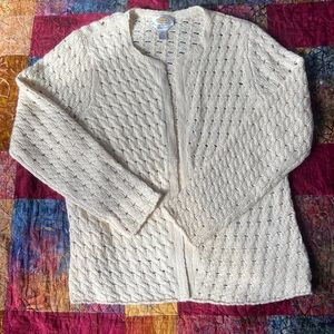 Cashmere/silk open front cardigan